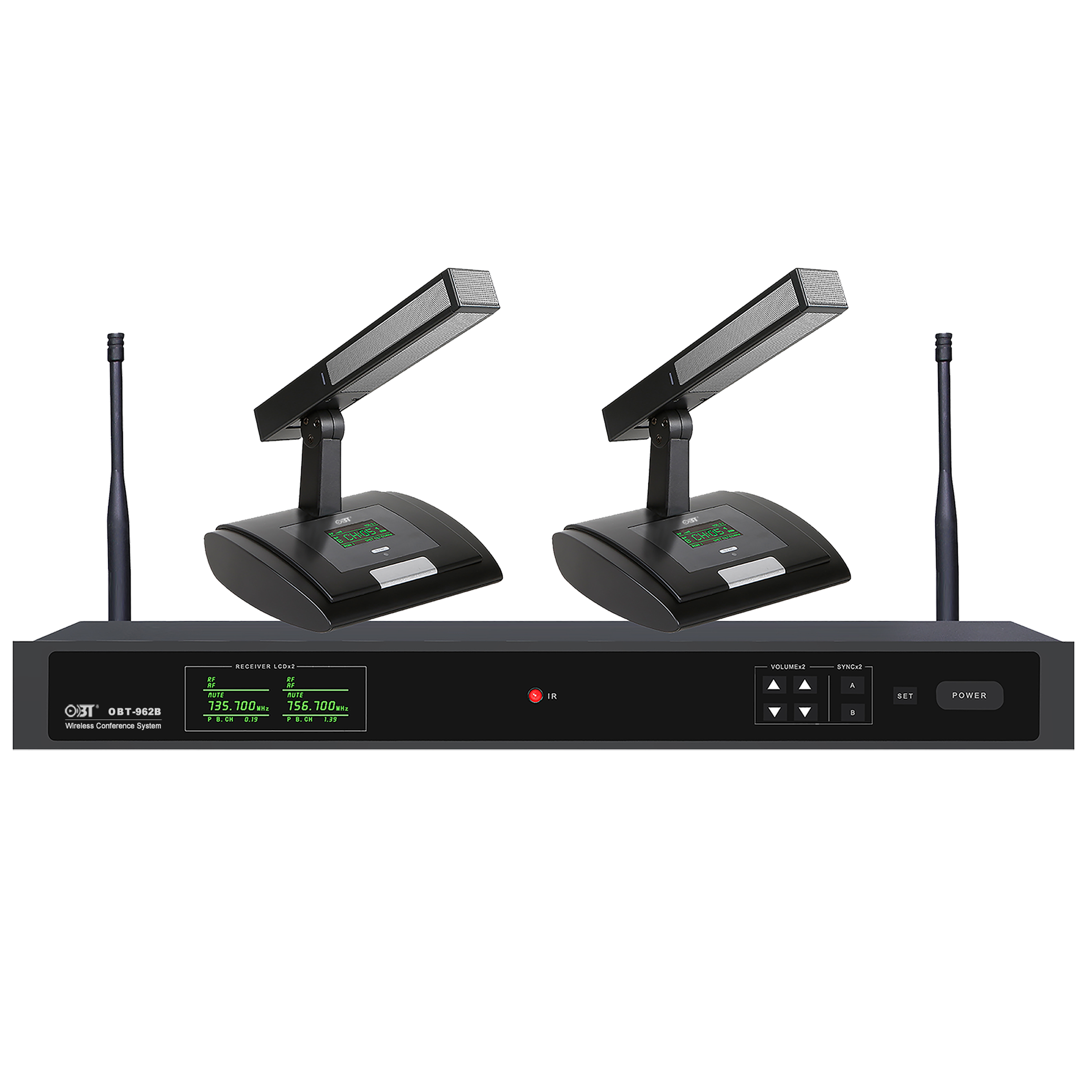 U段線會議系統(tǒng)一拖二無線話筒套餐 OBT-962B